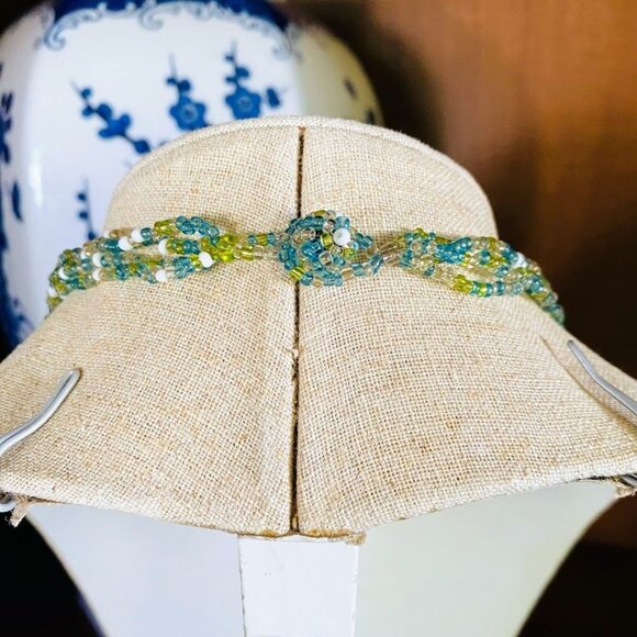 Ocean Inspired Multi Strand Beaded Necklace Aqua Green - Picture 4 of 6